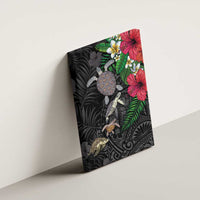 Hawaiian Tropical Plants and Turtles Canvas Wall Art Polynesian Art Motifs