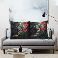 Hawaiian Tropical Plants and Turtles Pillow Cover Polynesian Art Motifs