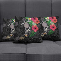 Hawaiian Tropical Plants and Turtles Pillow Cover Polynesian Art Motifs