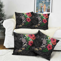 Hawaiian Tropical Plants and Turtles Pillow Cover Polynesian Art Motifs