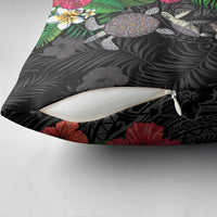 Hawaiian Tropical Plants and Turtles Pillow Cover Polynesian Art Motifs