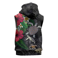 Hawaiian Tropical Plants and Turtles Sleeveless Hoodie Polynesian Art Motifs LT03 - Polynesian Pride