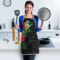 Hawaiian Tropical Plants Apron Kakau Tattoo and Polynesian Pattern Half Black Color