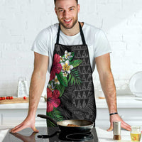 Hawaiian Tropical Plants Apron Kakau Tattoo and Polynesian Pattern Half Black Color