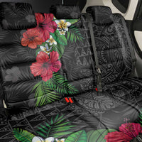 Hawaiian Tropical Plants Back Car Seat Cover Kakau Tattoo and Polynesian Pattern Half Black Color