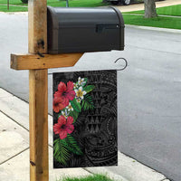 Hawaiian Tropical Plants Garden Flag Kakau Tattoo and Polynesian Pattern Half Black Color