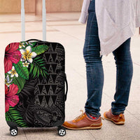 Hawaiian Tropical Plants Luggage Cover Kakau Tattoo and Polynesian Pattern Half Black Color