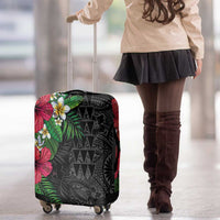 Hawaiian Tropical Plants Luggage Cover Kakau Tattoo and Polynesian Pattern Half Black Color