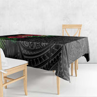 Hawaiian Tropical Plants Tablecloth Kakau Tattoo and Polynesian Pattern Half Black Color