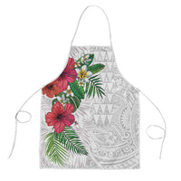 Hawaiian Tropical Plants Apron Kakau Tattoo and Polynesian Pattern Half White Color
