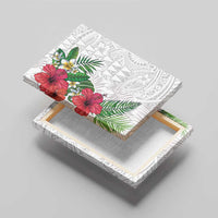 Hawaiian Tropical Plants Canvas Wall Art Kakau Tattoo and Polynesian Pattern Half White Color LT03 - Polynesian Pride