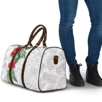 Hawaiian Tropical Plants Travel Bag Kakau Tattoo and Polynesian Pattern Half White Color LT03 - Polynesian Pride
