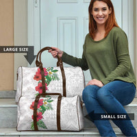 Hawaiian Tropical Plants Travel Bag Kakau Tattoo and Polynesian Pattern Half White Color LT03 - Polynesian Pride