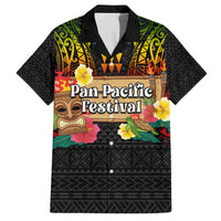 Hawaiian Elements and Polynesian Tattoo Family Matching Off Shoulder Short Dress and Hawaiian Shirt LT03 Dad's Shirt - Short Sleeve Black - Polynesian Pride