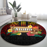 Hawaiian Elements and Polynesian Tattoo Round Carpet LT03 - Polynesian Pride