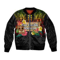 Hawaii Pan-Pacific Festival Sleeve Zip Bomber Jacket Hawaiian Elements and Polynesian Tattoo