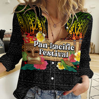 Hawaii Pan-Pacific Festival Women Casual Shirt Hawaiian Elements and Polynesian Tattoo