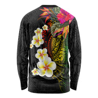 Hawaii Plumeria Long Sleeve Shirt Polynesian Tattoo and Hibiscus LT03 - Polynesian Pride