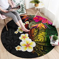 Hawaii Plumeria Round Carpet Polynesian Tattoo and Hibiscus LT03 - Polynesian Pride