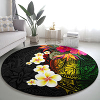 Hawaii Plumeria Round Carpet Polynesian Tattoo and Hibiscus LT03 - Polynesian Pride