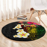 Hawaii Plumeria Round Carpet Polynesian Tattoo and Hibiscus LT03 - Polynesian Pride