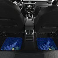 New Zealand Tuatara Car Mats Silver Fern Hibiscus and Tribal Maori Pattern Blue Color