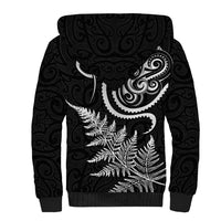 New Zealand Octopus Tattoo and Fern Sherpa Hoodie Maori Pattern