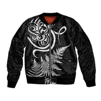 New Zealand Octopus Tattoo and Fern Sleeve Zip Bomber Jacket Maori Pattern