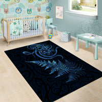 New Zealand Octopus Tattoo and Fern Area Rug Maori Pattern Matariki Style
