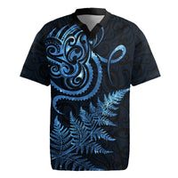 New Zealand Octopus Tattoo and Fern Rugby Jersey Maori Pattern Matariki Style LT03 Blue - Polynesian Pride