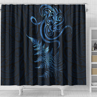New Zealand Octopus Tattoo and Fern Shower Curtain Maori Pattern Matariki Style