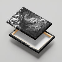 New Zealand Crocodile Tattoo and Fern Canvas Wall Art Maori Pattern