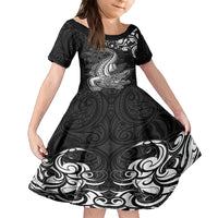New Zealand Crocodile Tattoo and Fern Family Matching Off Shoulder Maxi Dress and Hawaiian Shirt Maori Pattern