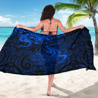 New Zealand Crocodile Tattoo and Fern Sarong Maori Pattern Blue Color