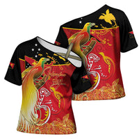 Papua New Guinea Independence Day Cross Shoulder Shirt Happy Anniversary 50th Bird-of-paradise Melanesian Tattoos - Polynesian Pride