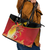 Papua New Guinea Independence Day Leather Tote Bag Happy Anniversary 50th Bird-of-paradise Melanesian Tattoos - Polynesian Pride