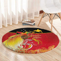 Papua New Guinea Independence Day Round Carpet Happy Anniversary 50th Bird-of-paradise Melanesian Tattoos - Polynesian Pride