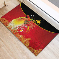 Papua New Guinea Independence Day Rubber Doormat Happy Anniversary 50th Bird-of-paradise Melanesian Tattoos - Polynesian Pride
