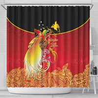 Papua New Guinea Independence Day Shower Curtain Happy Anniversary 50th Bird-of-paradise Melanesian Tattoos - Polynesian Pride