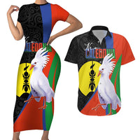New Caledonia Couples Matching Short Sleeve Bodycon Dress and Hawaiian Shirt Kagu Bird and The Seal with Melanesian Culture - Polynesian Pride