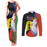 New Caledonia Couples Matching Tank Maxi Dress and Long Sleeve Button Shirt Kagu Bird and The Seal with Melanesian Culture - Polynesian Pride