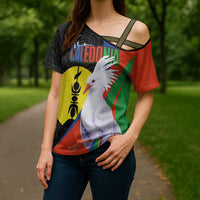 New Caledonia Cross Shoulder Shirt Kagu Bird and The Seal with Melanesian Culture - Polynesian Pride