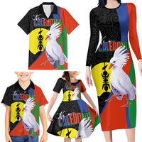 New Caledonia Family Matching Long Sleeve Bodycon Dress and Hawaiian Shirt Kagu Bird and The Seal with Melanesian Culture - Polynesian Pride