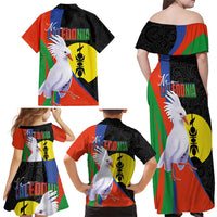 New Caledonia Family Matching Off Shoulder Maxi Dress and Hawaiian Shirt Kagu Bird and The Seal with Melanesian Culture - Polynesian Pride