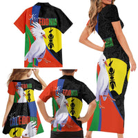 New Caledonia Family Matching Short Sleeve Bodycon Dress and Hawaiian Shirt Kagu Bird and The Seal with Melanesian Culture - Polynesian Pride