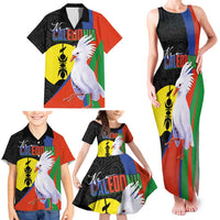 New Caledonia Family Matching Tank Maxi Dress and Hawaiian Shirt Kagu Bird and The Seal with Melanesian Culture - Polynesian Pride