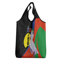 New Caledonia Grocery Bag Kagu Bird and The Seal with Melanesian Culture - Polynesian Pride