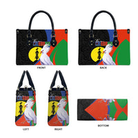 New Caledonia Leather Bag Kagu Bird and The Seal with Melanesian Culture - Polynesian Pride