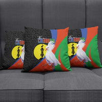 New Caledonia Pillow Cover Kagu Bird and The Seal with Melanesian Culture - Polynesian Pride