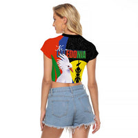 New Caledonia Raglan Cropped T Shirt Kagu Bird and The Seal with Melanesian Culture - Polynesian Pride